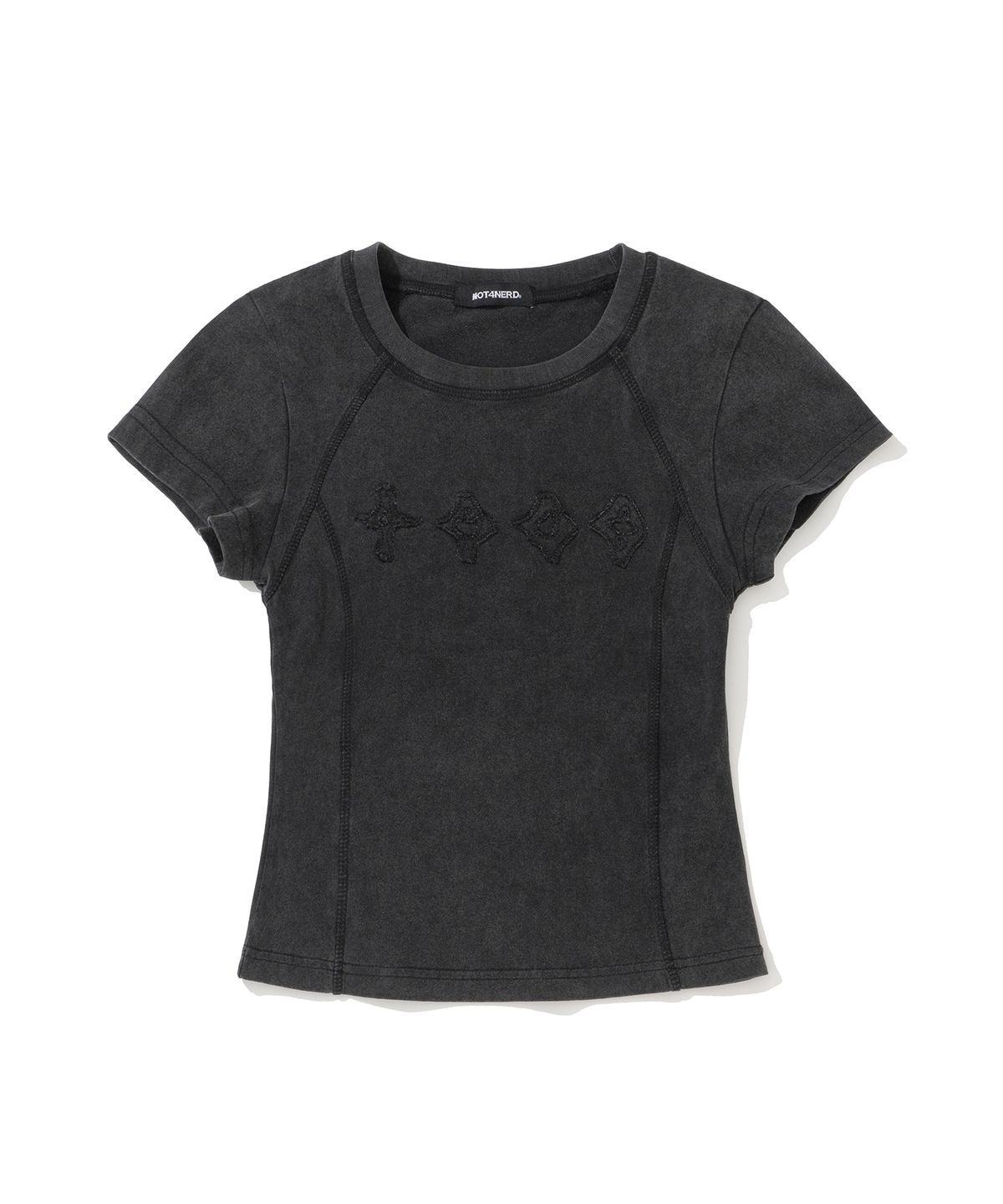 낫포너드(NOT4NERD) W Symbol Sequence Incision Pigment T-Shirts - Charcoal