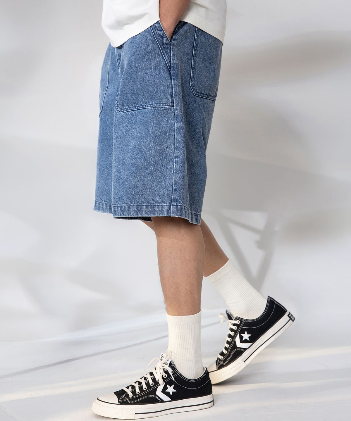 컨버스(CONVERSE) 데님 쇼츠 블루 데님 MCJ761-UHA