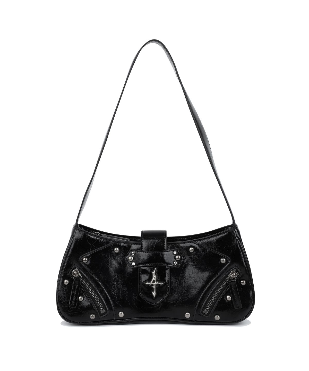 낫포너드(NOT4NERD) Glossy Stud Shoulder Bag - Black