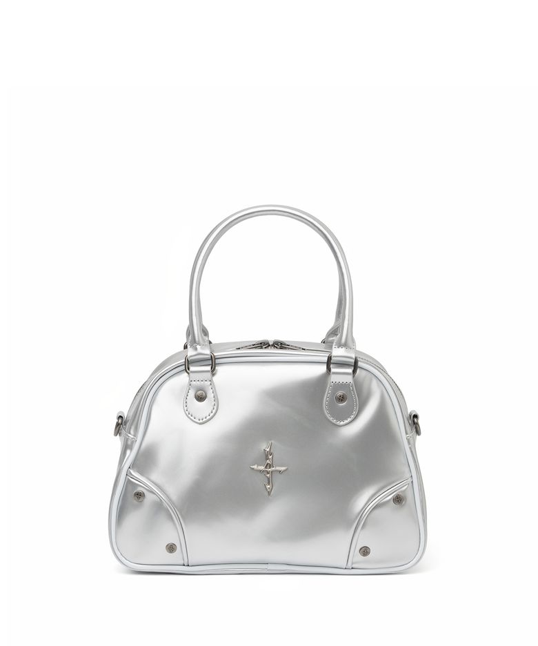 4 Symbol Stud Enamel Bowling Bag - Silver