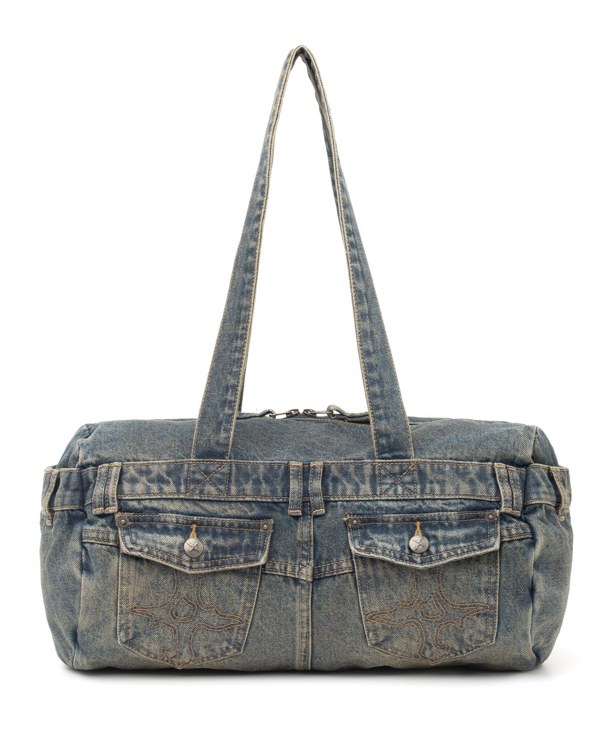 낫포너드(NOT4NERD) Symbol Stitch Pocket Denim Tote Bag - Deep Blue