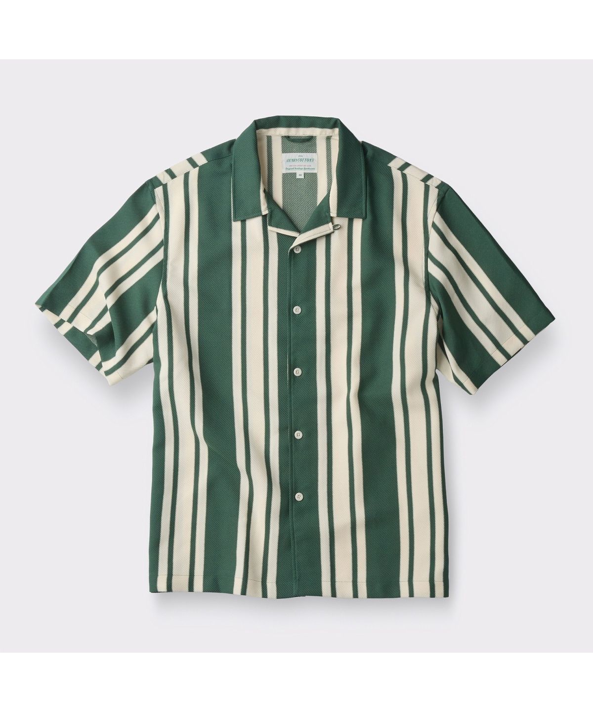 헨리코튼(HENRY COTTONS) [British Sporting Club] Green Stripe Half Sleeve Shirts ABSAM26701GRX