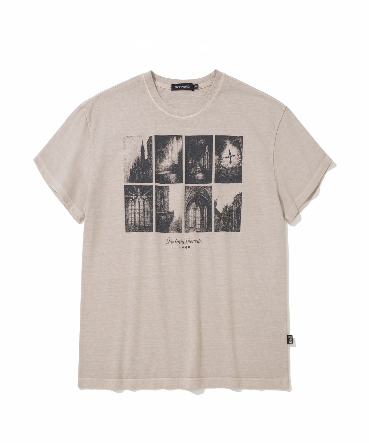 낫포너드(NOT4NERD) Cathedral Afterimage Pigment Regular Fit T-Shirts - Beige