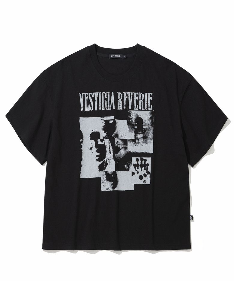 Fragmented Self Loose Cropped T-Shirts - Black