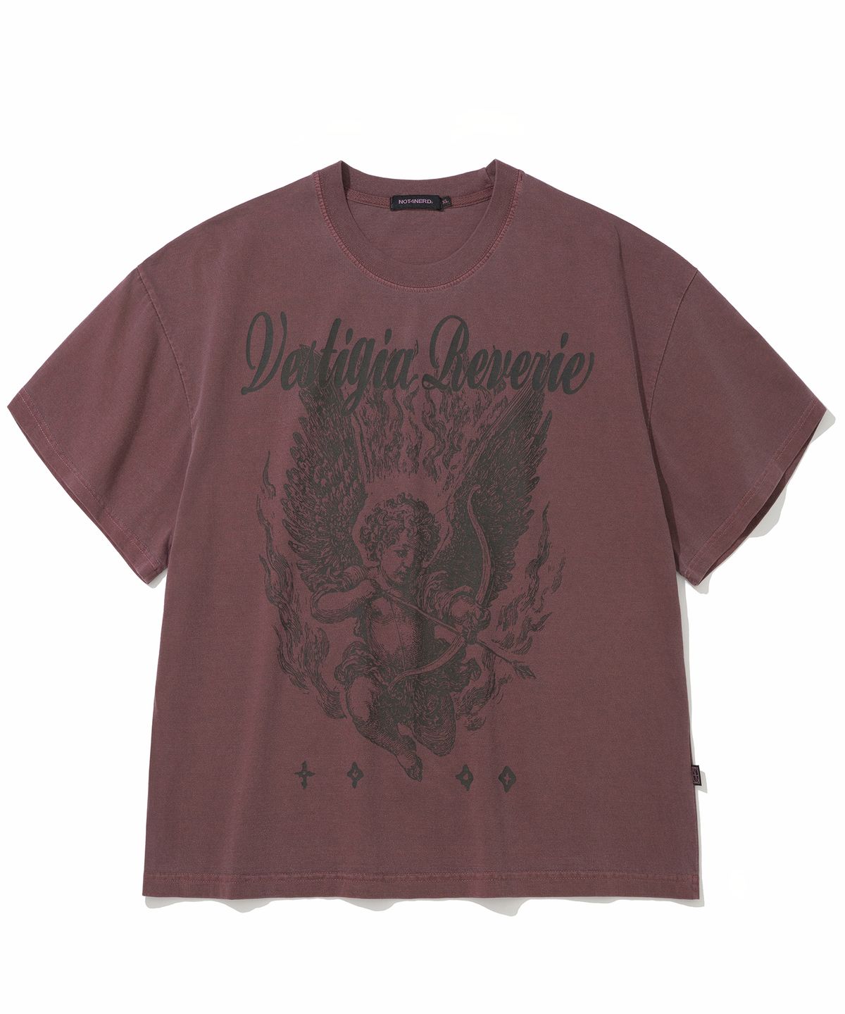 낫포너드(NOT4NERD) Ignited Angel Pigment Loose Cropped T-Shirts - Red