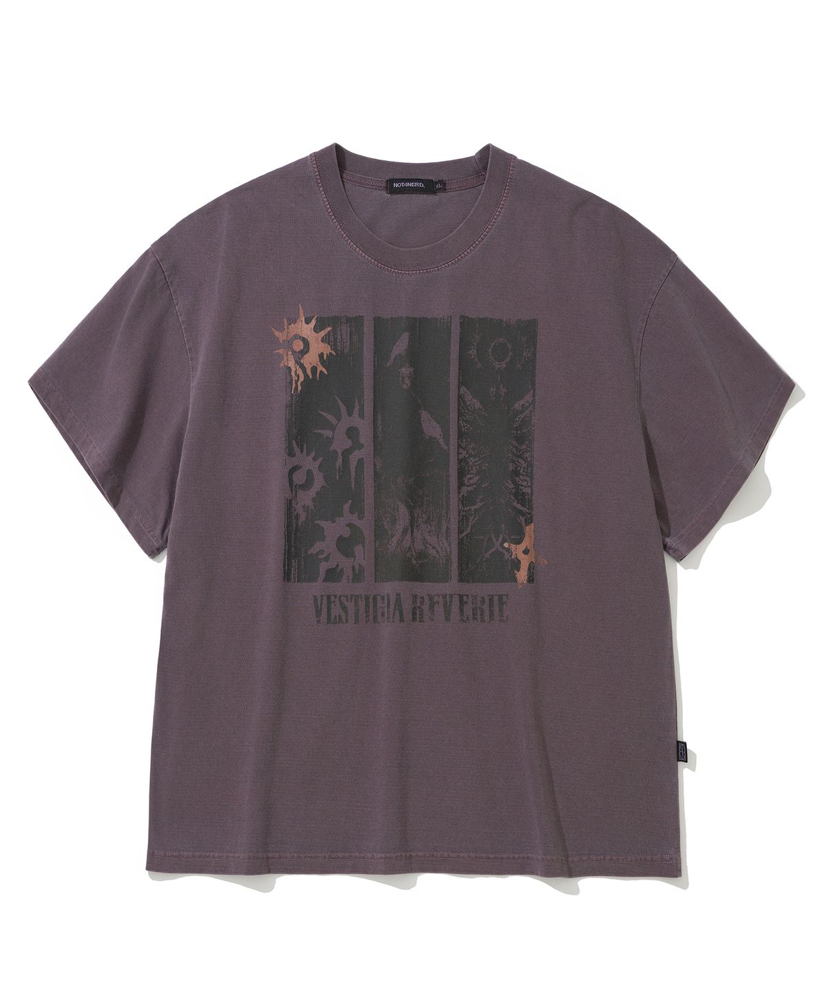 낫포너드(NOT4NERD) Omens Pigment Loose Cropped T-Shirts - Purple