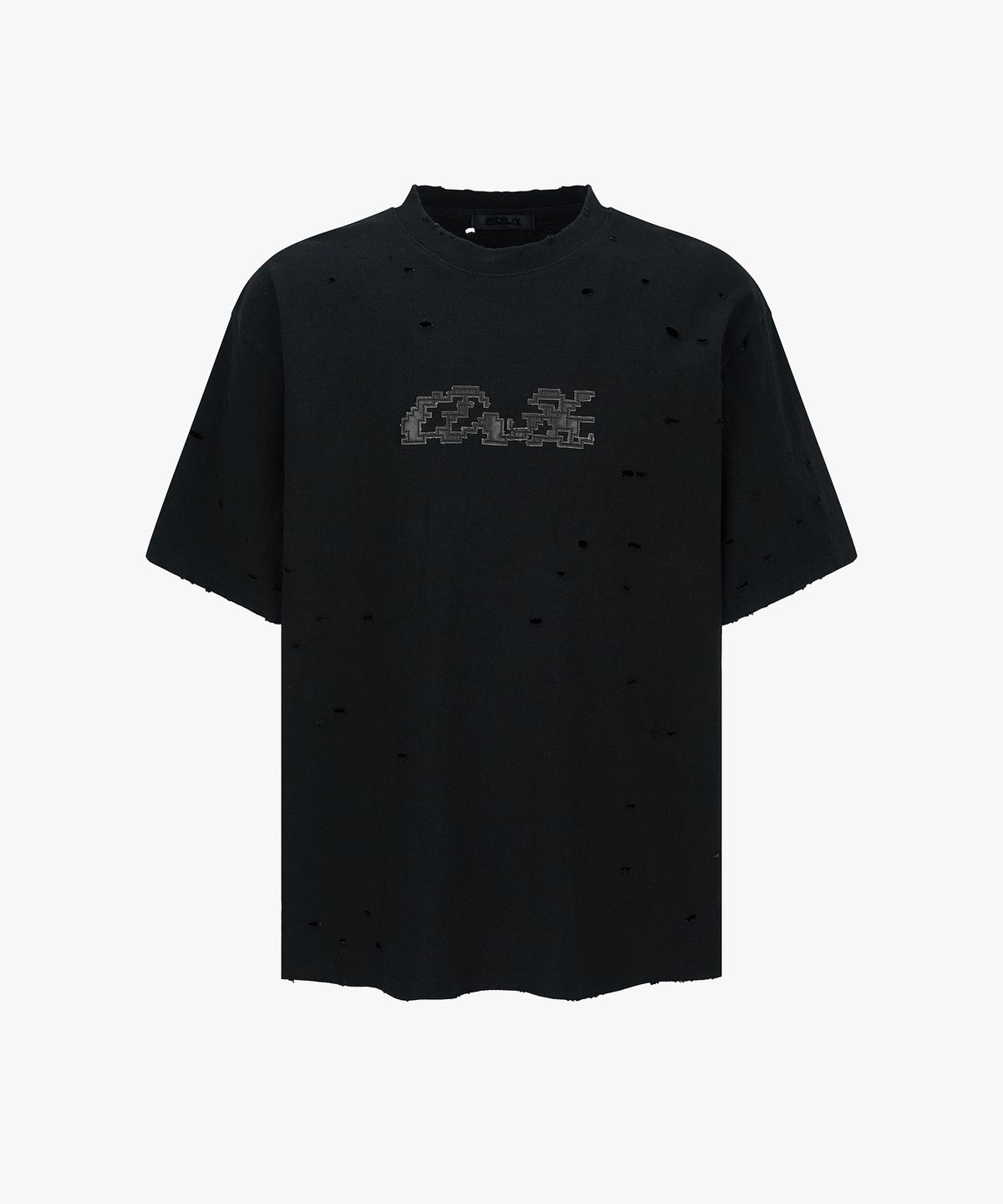 엔드릭스(EDLIX) Hole Leather Pixel Logo T-Shirt (Black)