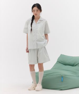 [곽민경 PICK] [2SET] 타이드리듬 치즈폼 반팔 잠옷 세트