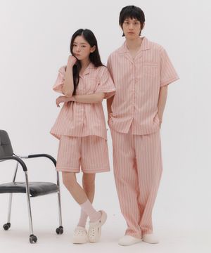 [곽민경 PICK] [2SET] 타이드리듬 글로시피치 반팔 잠옷 세트