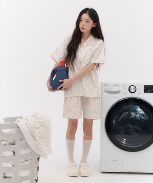 [곽민경 PICK] [2SET] 드리미두들스 도토리대작전(아이보리) 반팔 잠옷 세트