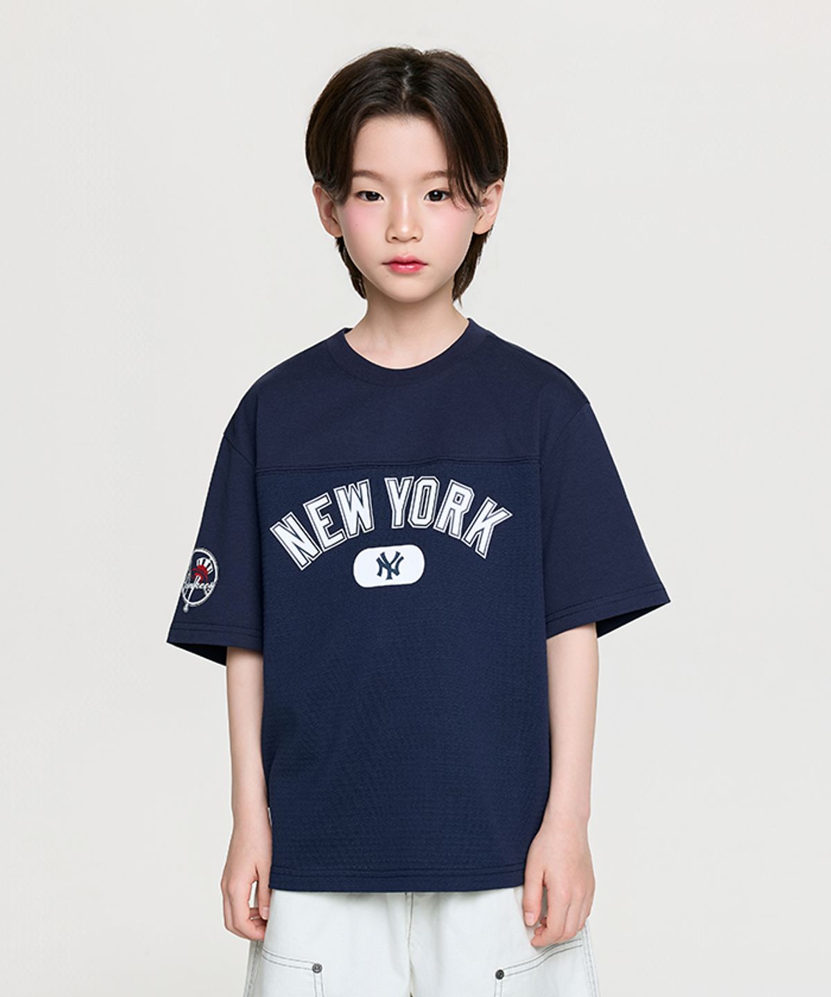 엠엘비 키즈(MLB KIDS) 스트릿 베이직 메쉬 레터링 티셔츠 NY (D.Navy)