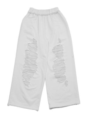 스크래치 데미지 스웨트 팬츠(Ivory)