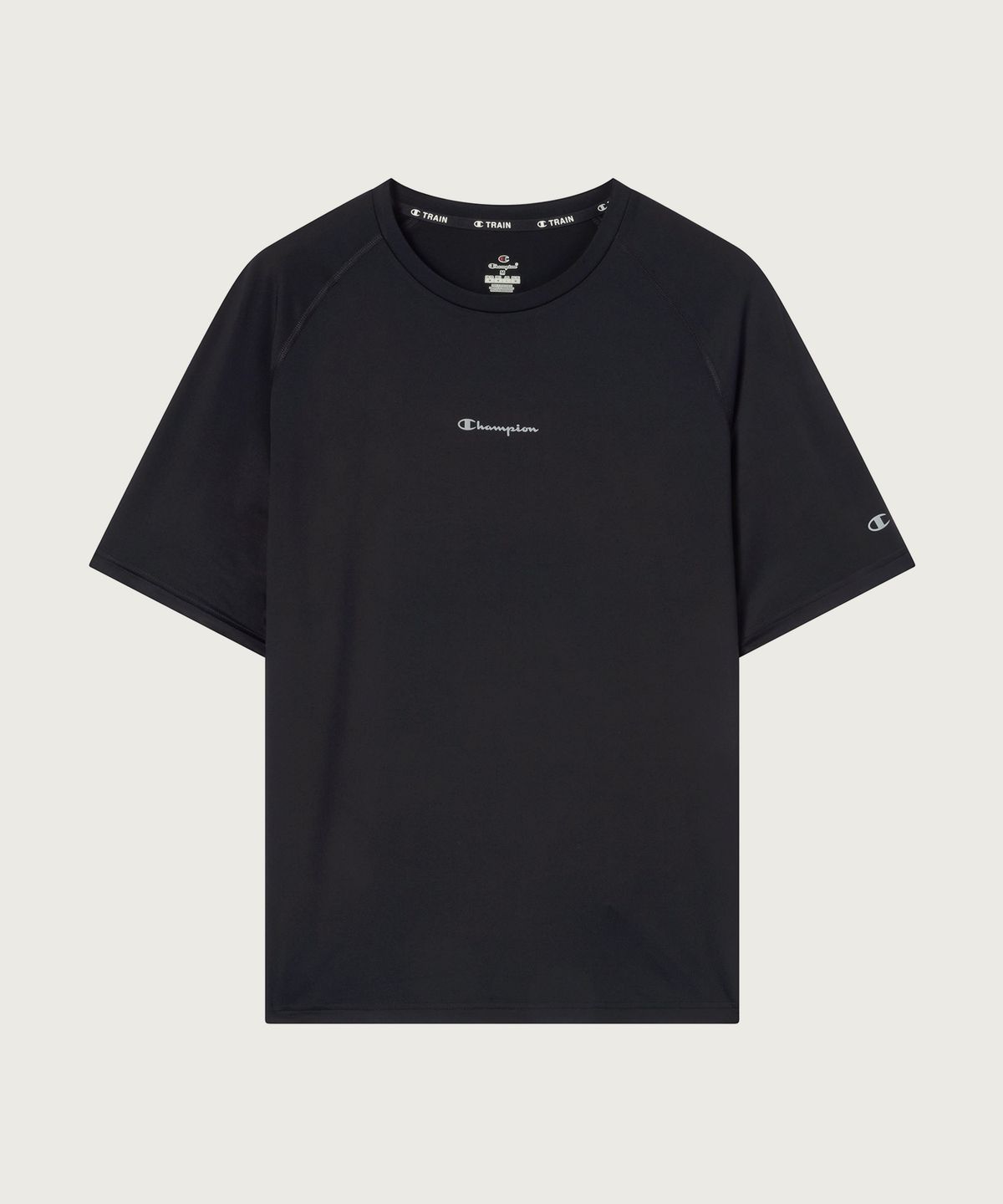 챔피온(CHAMPION) 리플렉티브 로고 애슬레틱 티셔츠 Black