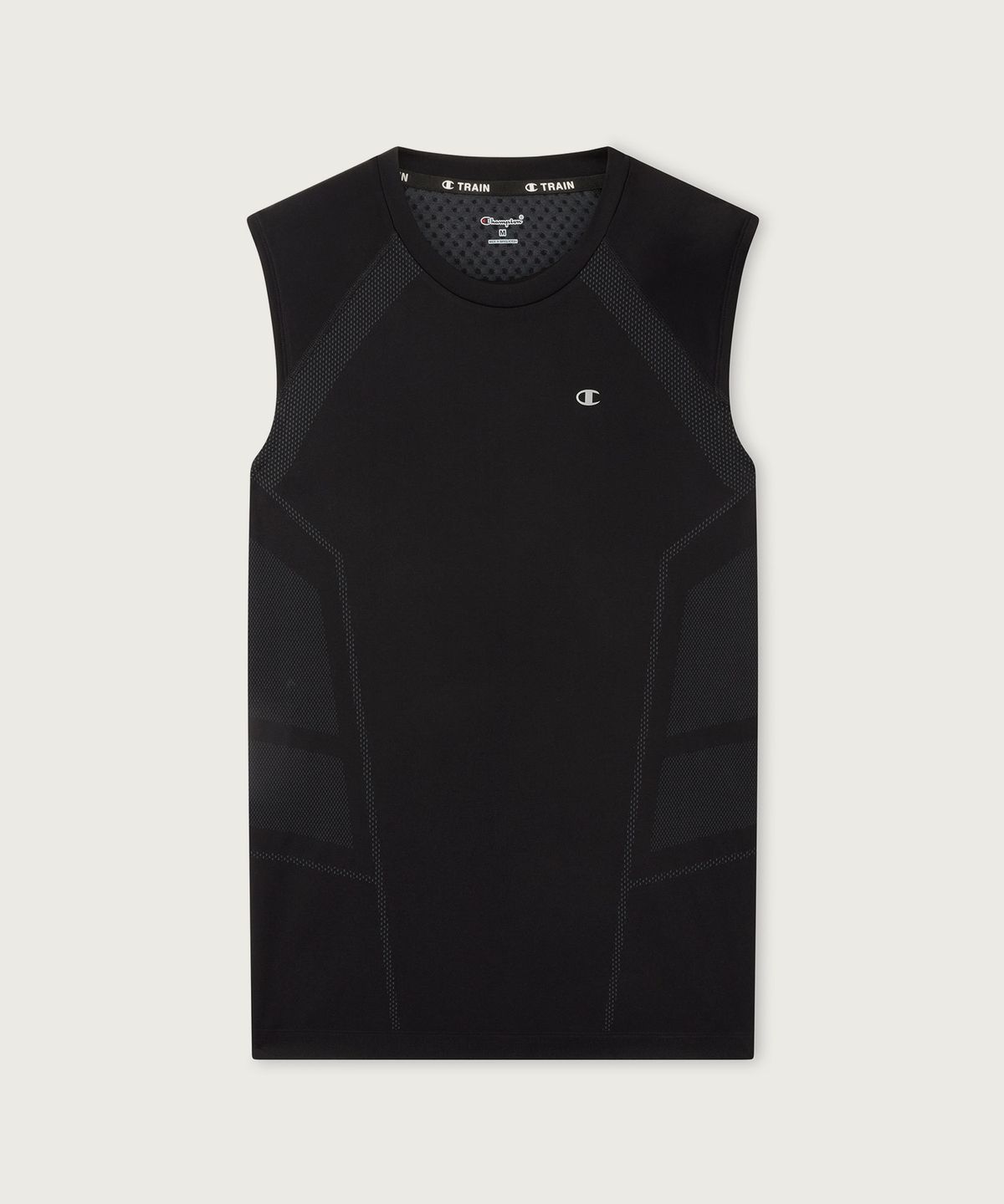 챔피온(CHAMPION) 애슬레틱 퀵드라이 배색 슬리브리스 Black