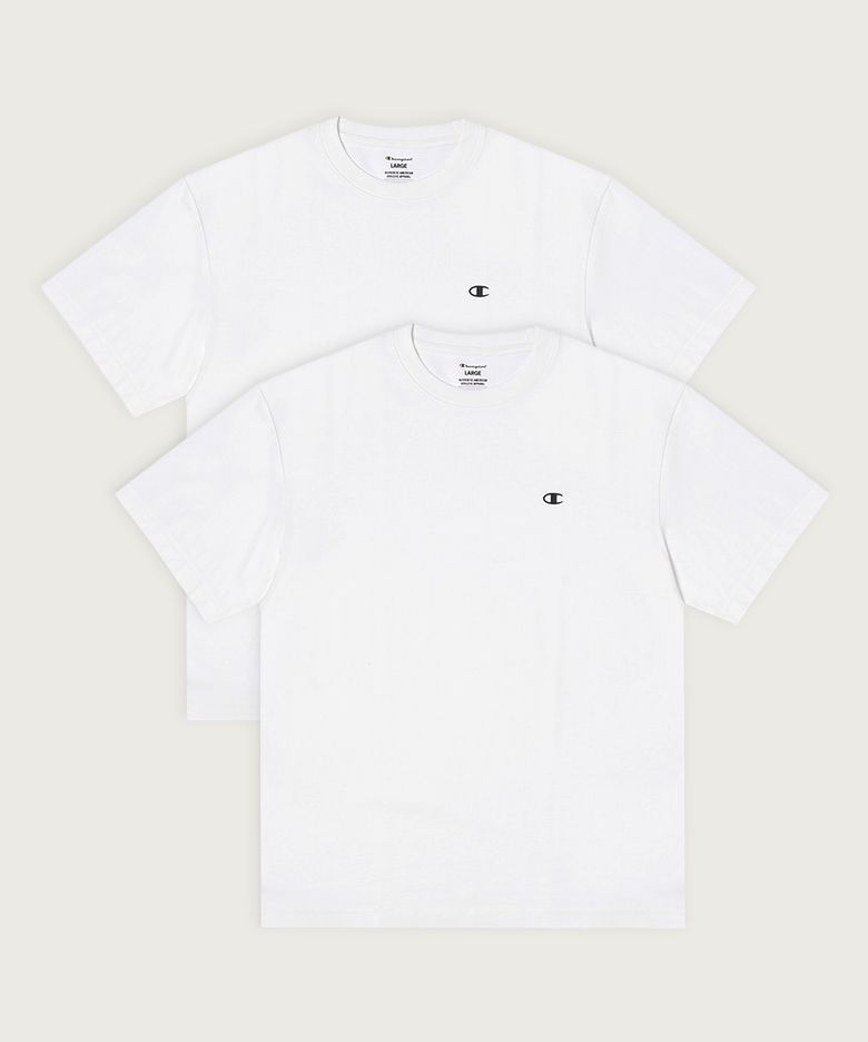 [2pack] 릴렉스핏 크루넥 티셔츠 White/White