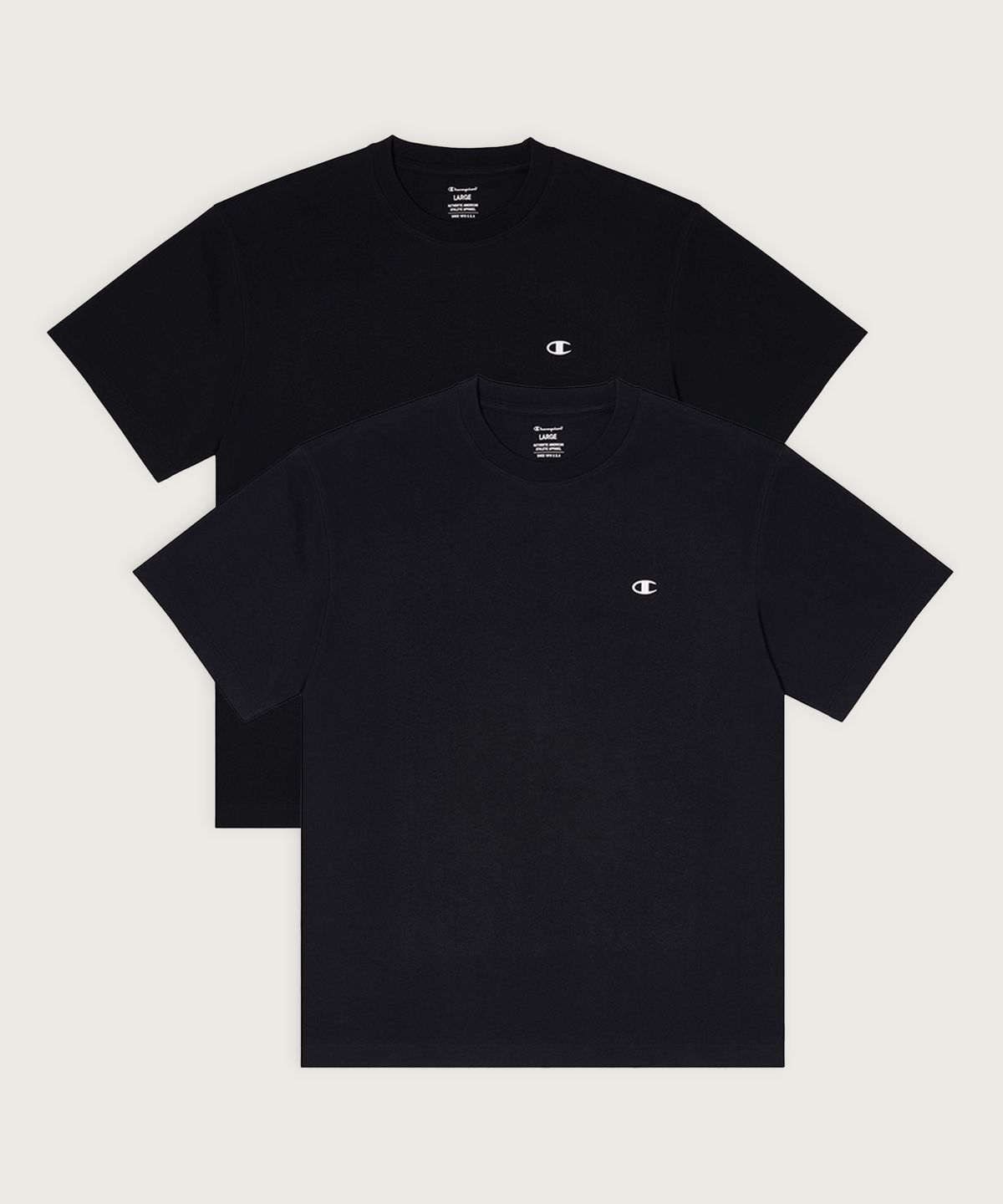챔피온(CHAMPION) [2pack] 릴렉스핏 크루넥 티셔츠 Black/Black