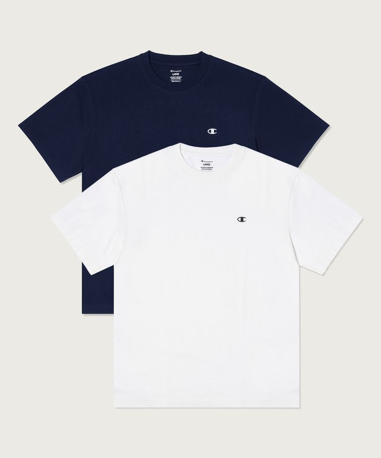 [2pack] 릴렉스핏 크루넥 쿨 티셔츠 White/Navy