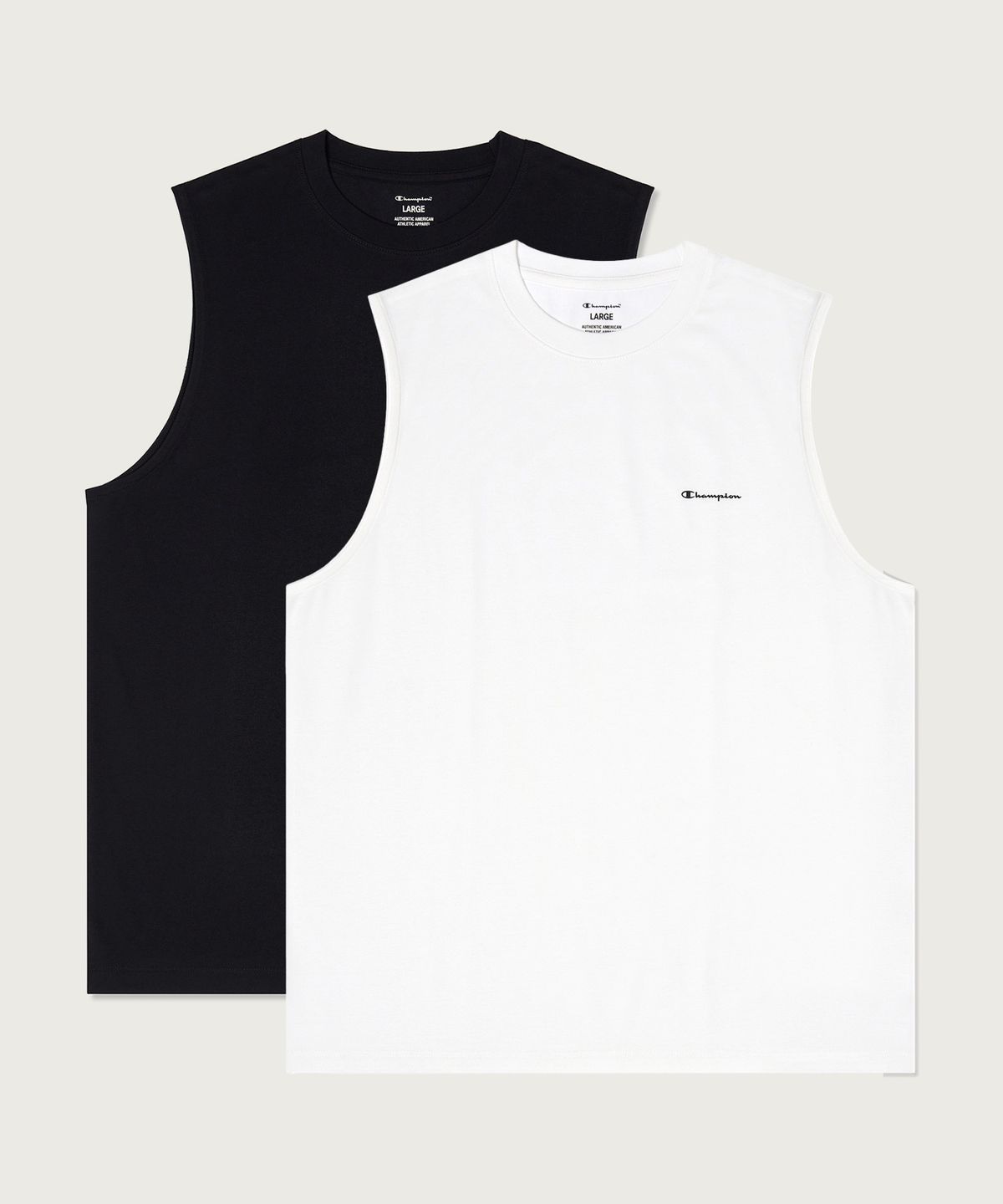 챔피온(CHAMPION) [2pack] 릴렉스핏 크루넥 쿨 슬리브리스 White/Navy
