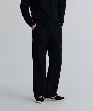 원턱 세미 와이드 치노 팬츠 (Black)