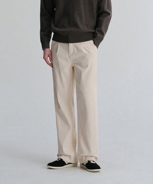 원턱 세미 와이드 치노 팬츠 (Cream Beige)