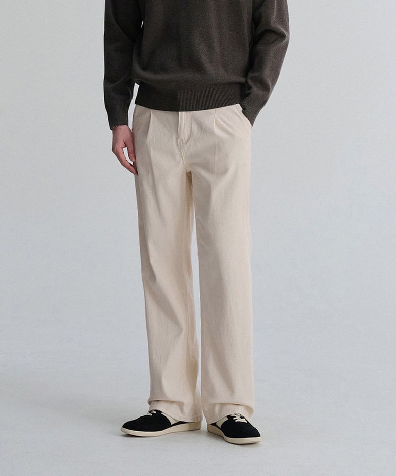 원턱 세미 와이드 치노 팬츠 (Cream Beige)