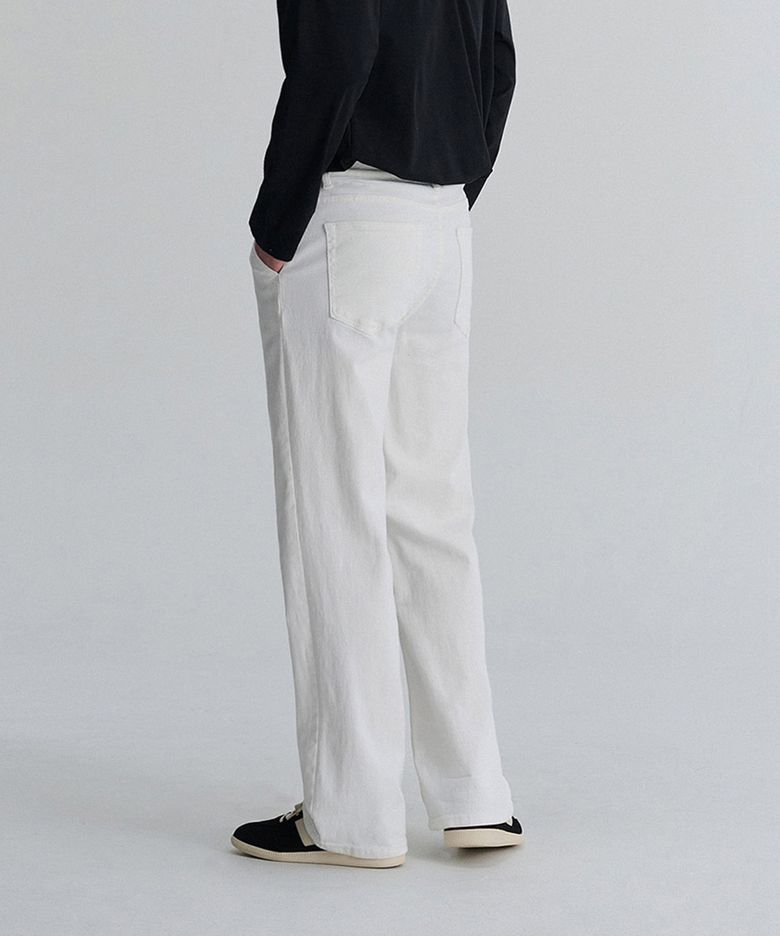 원턱 세미 와이드 치노 팬츠 (White)