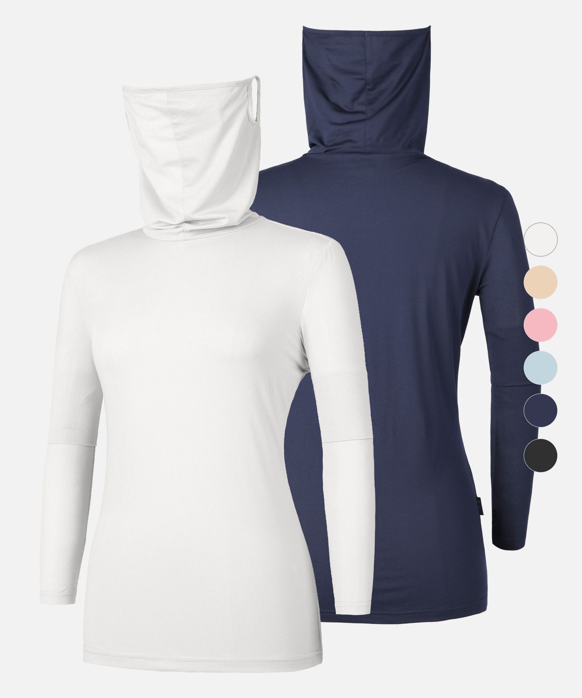투엘라(2ELA) 여성 쿨쉴드 메쉬 마스크넥 핑거홀 티셔츠 6 Colors