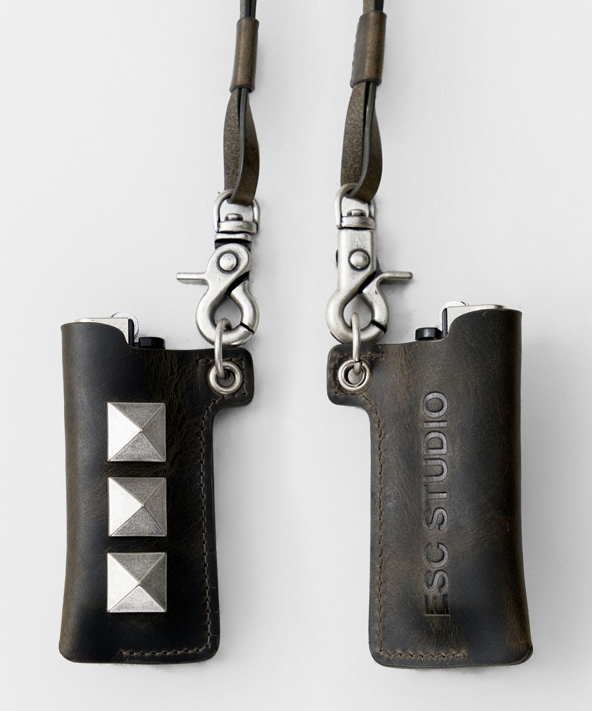 이에스씨 스튜디오(ESC STUDIO) studded lighter case (black) (real leather)