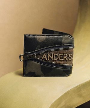 CAMOUFLAGE LEATHER ZIP WALLET aaa548u(GREEN)