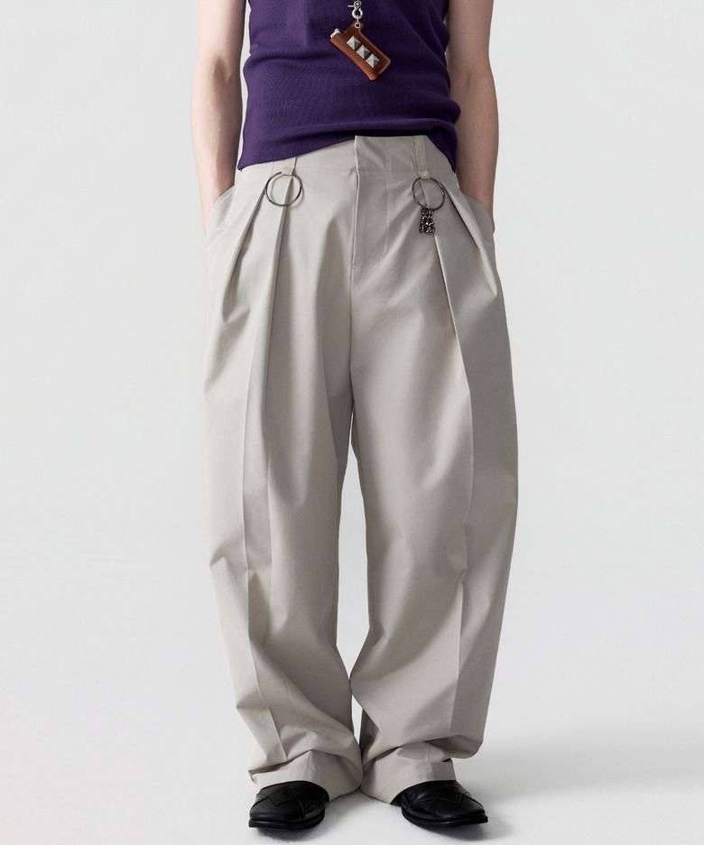 O-RING double pleat pants (beige)