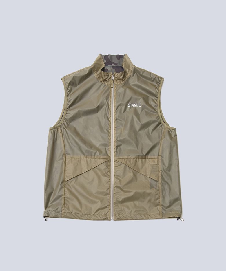 NYLON REVERSIBLE VEST (BEIGE & WOODLAND CAMO)