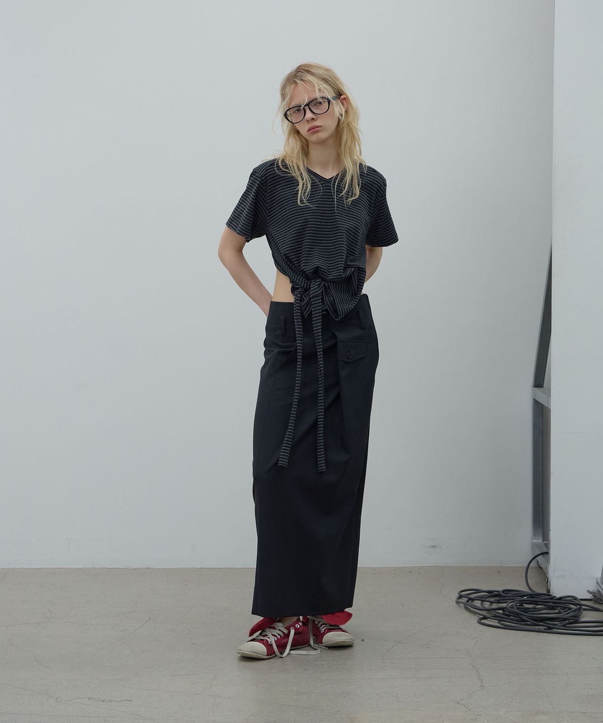 엘씨디씨티엠(LCDC™) OVERLAP LONG SKIRT (BLACK)