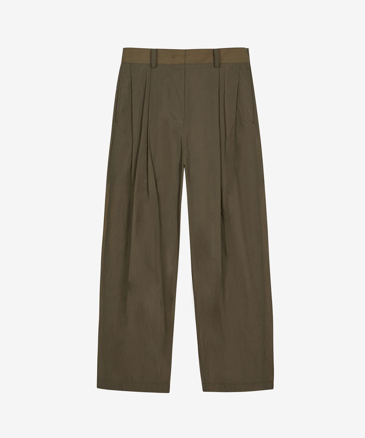 유지(YUJI) AIR TWO-TUCK TROUSERS KHAKI