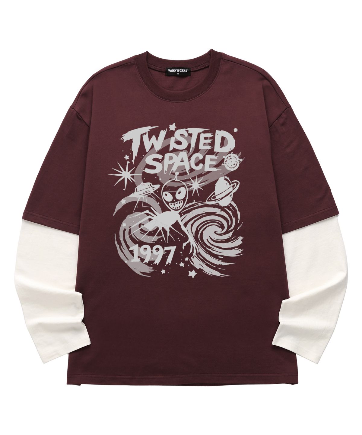 밴웍스(VANNWORKS) 레이어드 TWIST SPACE 롱슬리브 (VVLL0226) 버건디