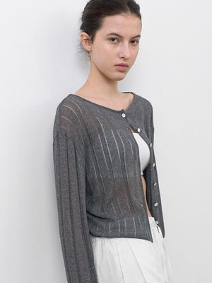 LINEN SKASHI BOATNECK CROP CARDIGAN (CD-2271)