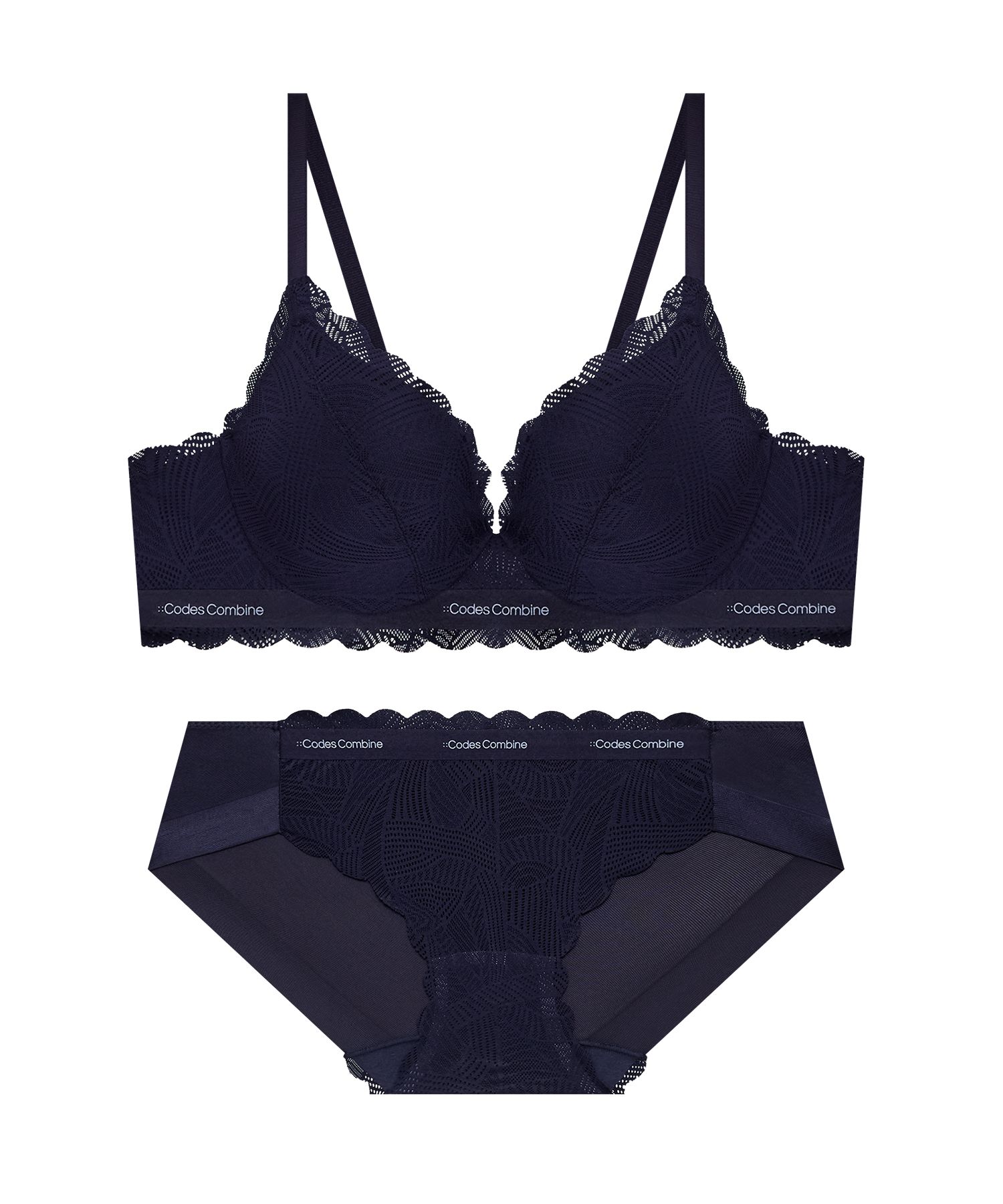MUSINSA | CODESCOMBINE INNERWEAR Secret Wire Volume Lace Bra and Panty ...