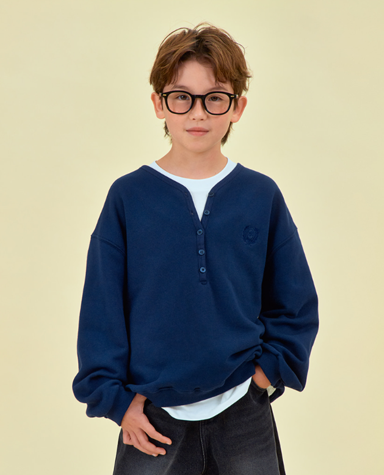 Henley neck sweatshirt_navy
