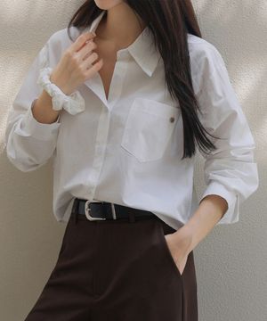 쉘포켓 스크런치SET 세미크롭 코튼 셔츠_53SH799