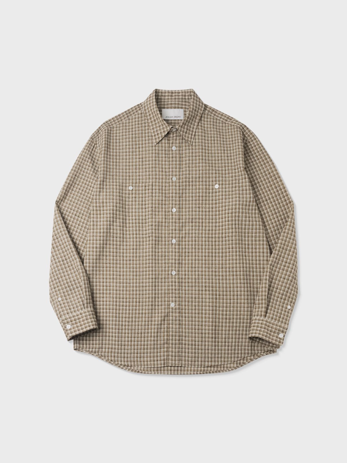 아틀리에 델디오(ATELIER DELDIO) 린넨 체크 더블 포켓 셔츠 (BROWN)
