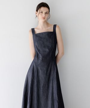 Sleeveless Flare Dress (Denim)