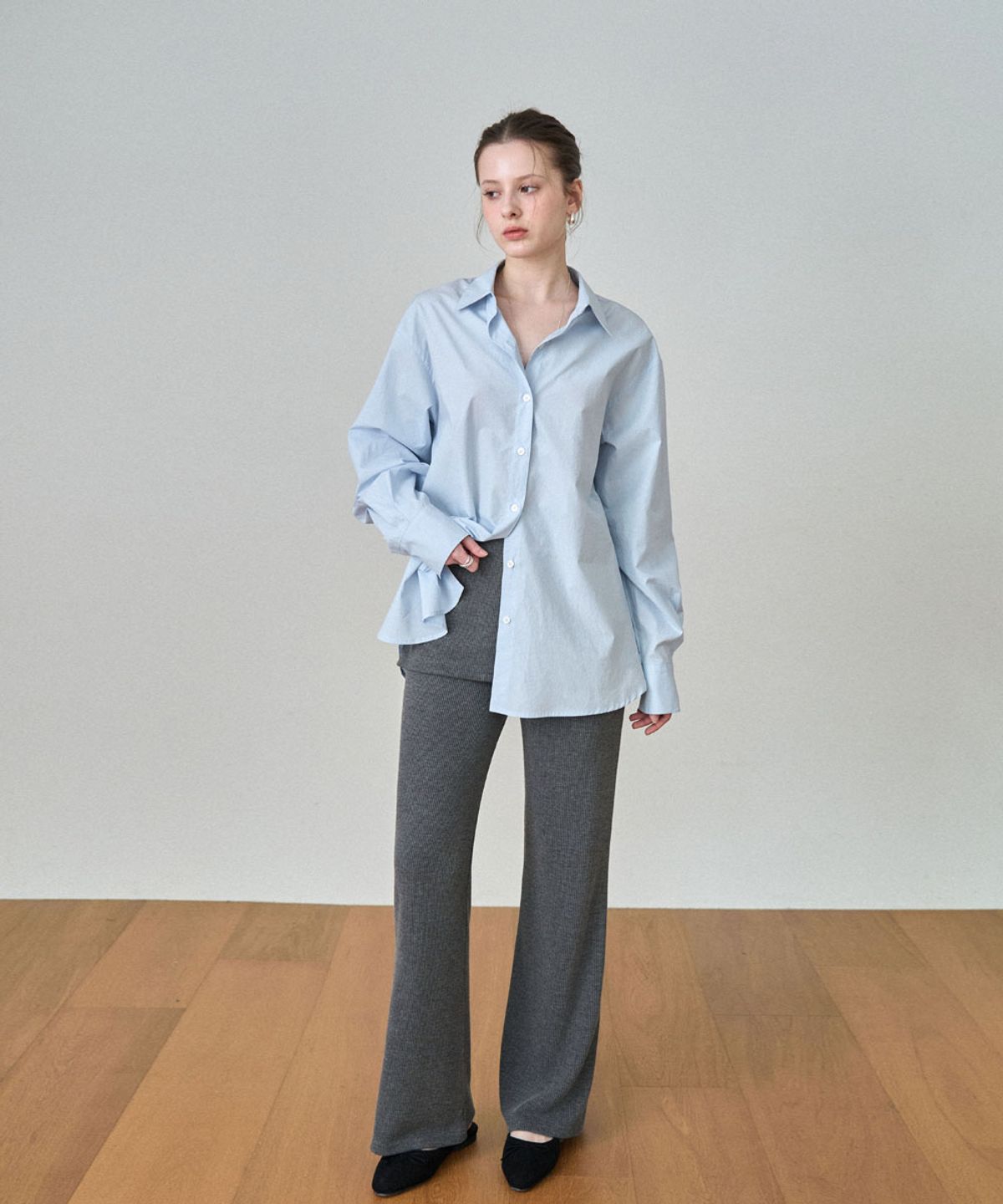 페르브(FERV) Layered Skirt-Pants - Charcoal