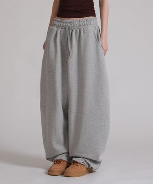 커브드 스웨드 와이드 트레이닝 팬츠_그레이