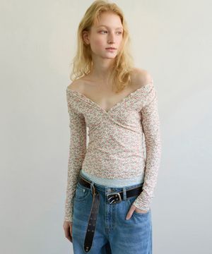 TWO-WAY HENLEY T-SHIRT - FLORAL PINK