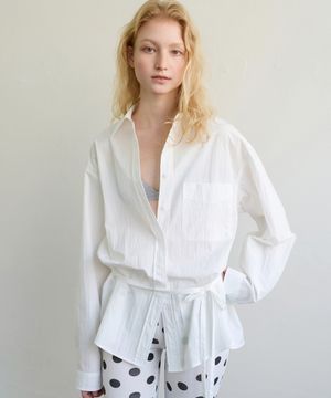 TWO-WAY TIE WAIST SHIRT - WHITE