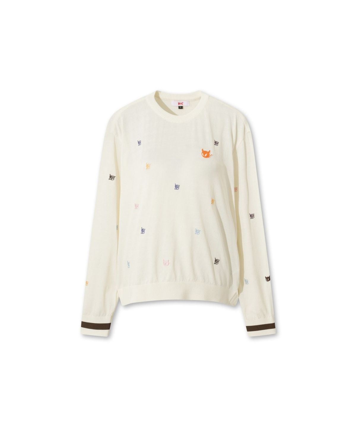 왁(WAAC) Multicolor Embroidered Sweater WWWAM26500IVX