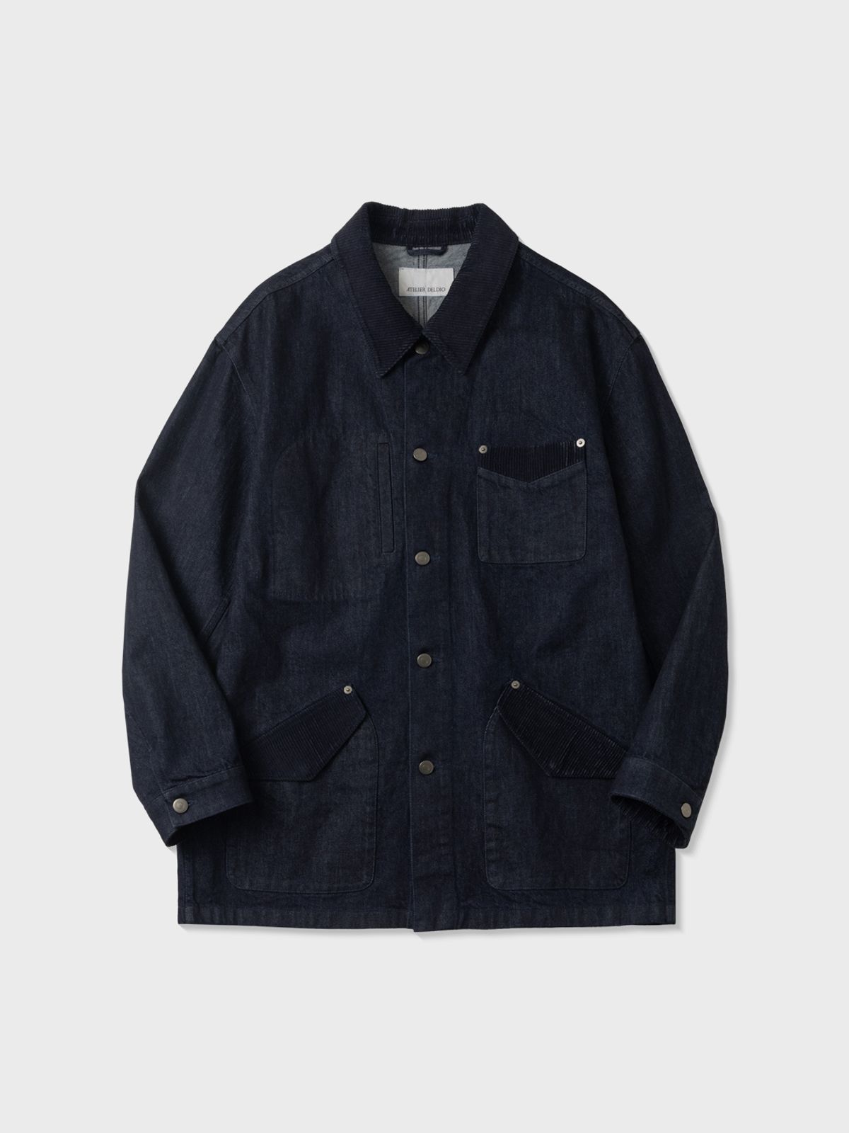 아틀리에 델디오(ATELIER DELDIO) 원워시 데님 커버올 재킷 (INDIGO)