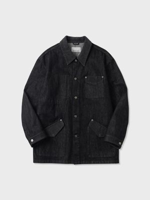 원워시 데님 커버올 재킷 (BLACK)