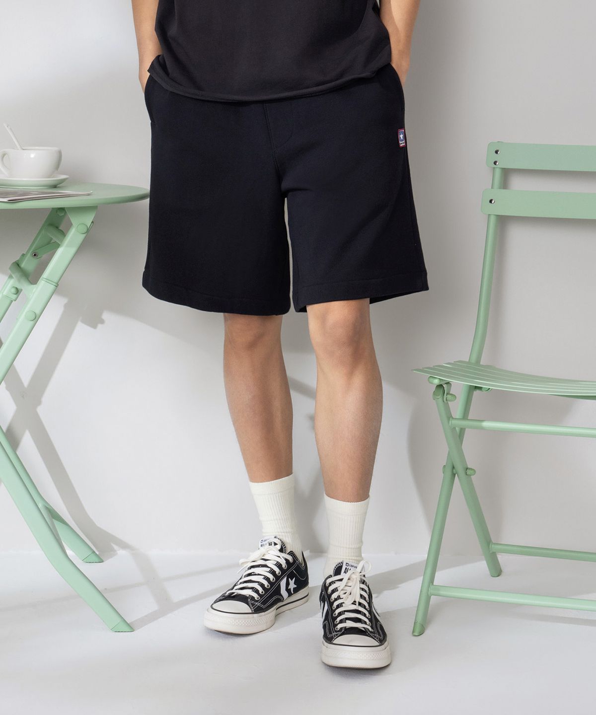 컨버스(CONVERSE) 박스 로고 프렌치 테리 쇼츠 블랙 MCJ788-023