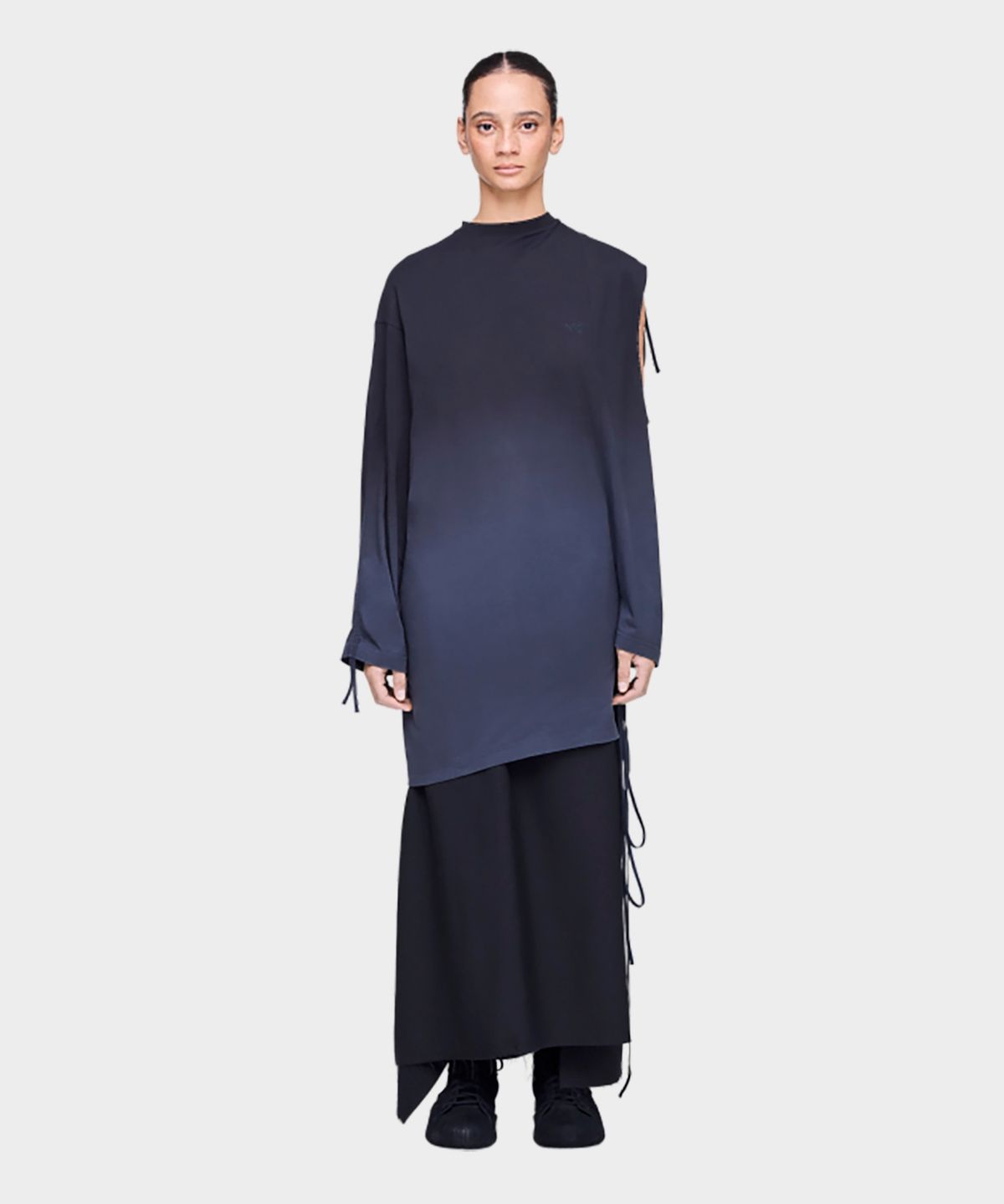 와이쓰리(Y-3) (W) 딥 다이 친치트 드레이프 티셔츠 블랙 DD CNCH DRAPE T BLACK/NIGHT GREY