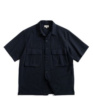 W25 SEERSUCKER MILITARY SHIRT (navy)